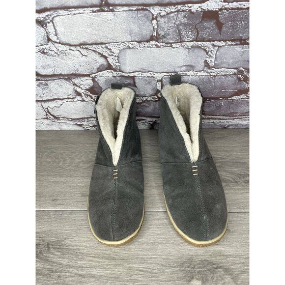 Minnetonka Tucson Gray Suede Southwestern Fur Lined Booties Women Sz 7M US/38EU - Picture 2 of 16
